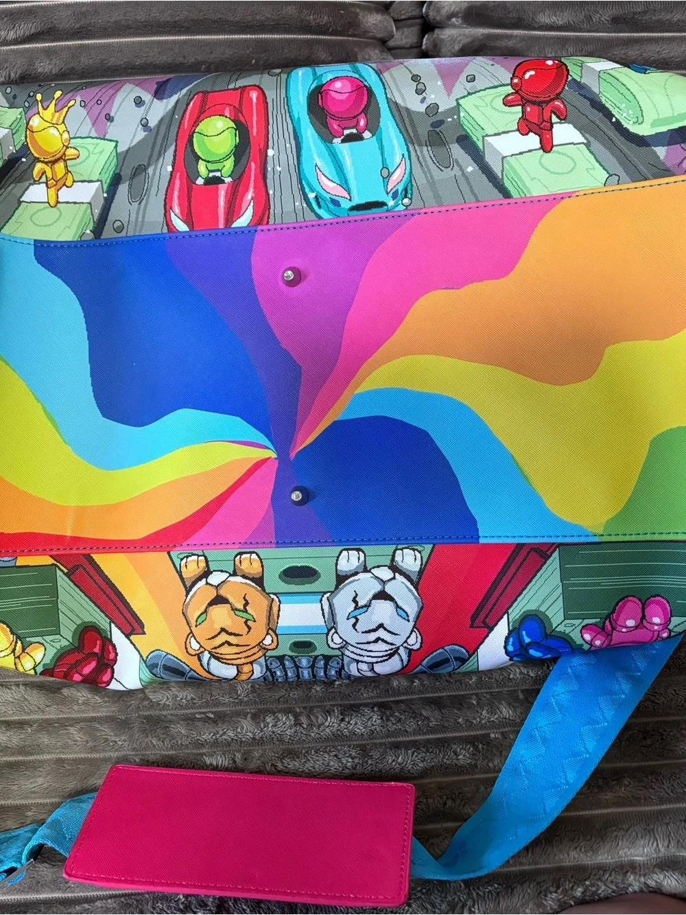 Sprayground Multicolor Tiger & Shark Graphic Duffel Bag